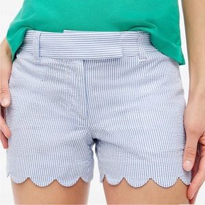 Women's J. Crew Factory Scalloped Seersucker Shorts sz 10 EUC